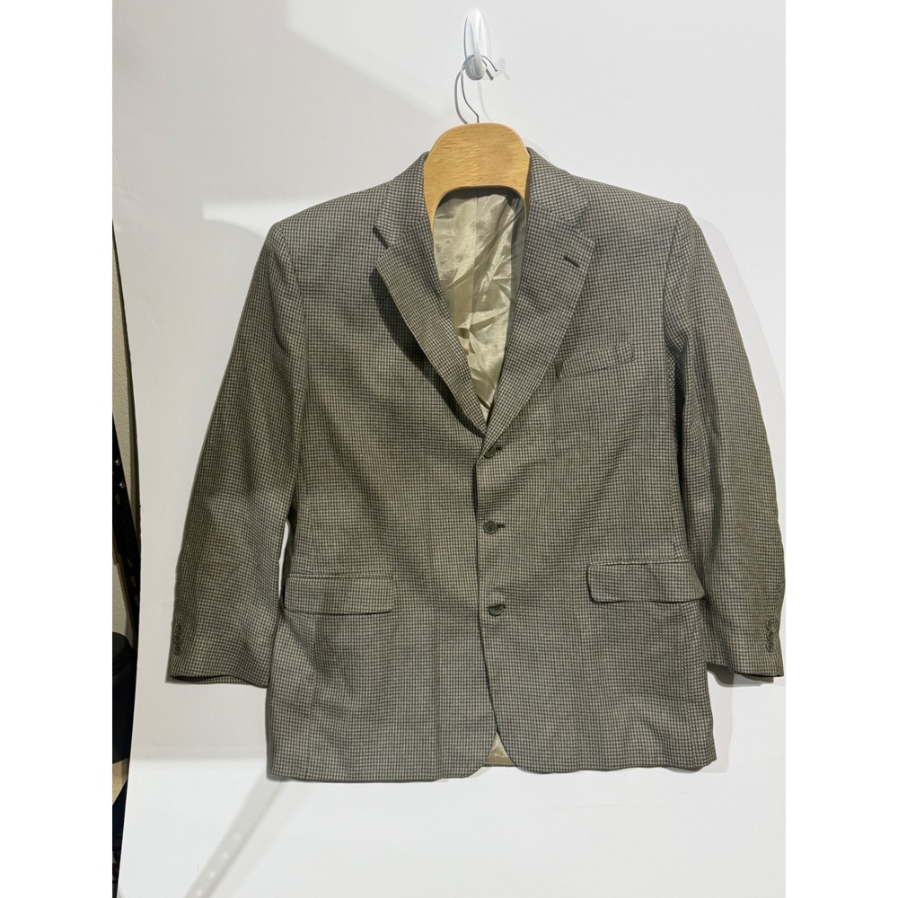 Irvine Park Blazer Mens 44R Brown Houndstooth Good 3-Button Sport Coat Jacket